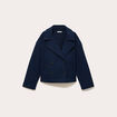 Caban court oversize col tailleur bleu marine femme