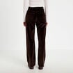 Pantalon bootcut taille haute velours marron fonc&eacute; femme