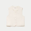 Gilet sans manches col am&eacute;ricain ecru femme