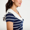 T-shirt col marin &agrave; volants ecru femme