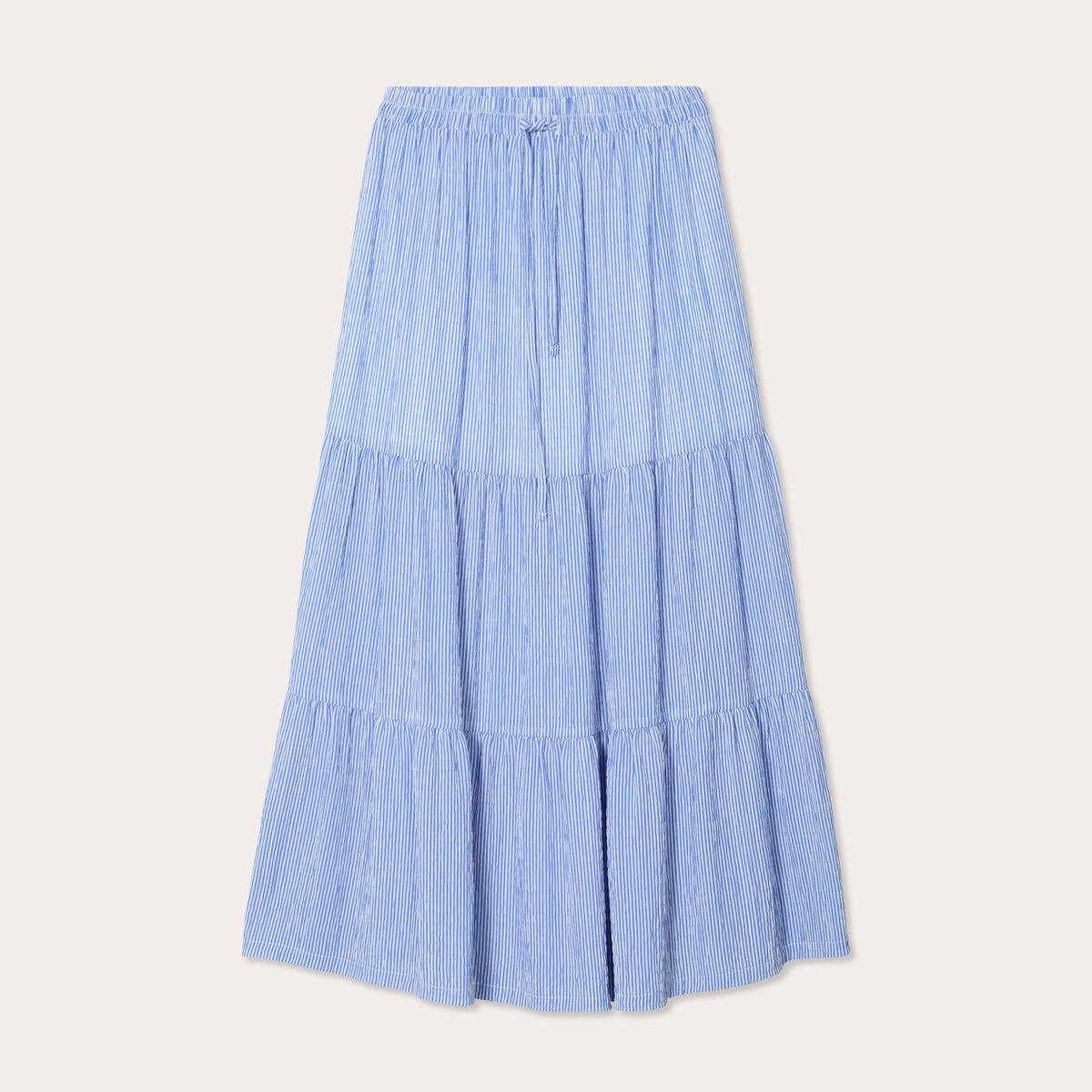 Jupe longue trap&egrave;ze bleu clair femme