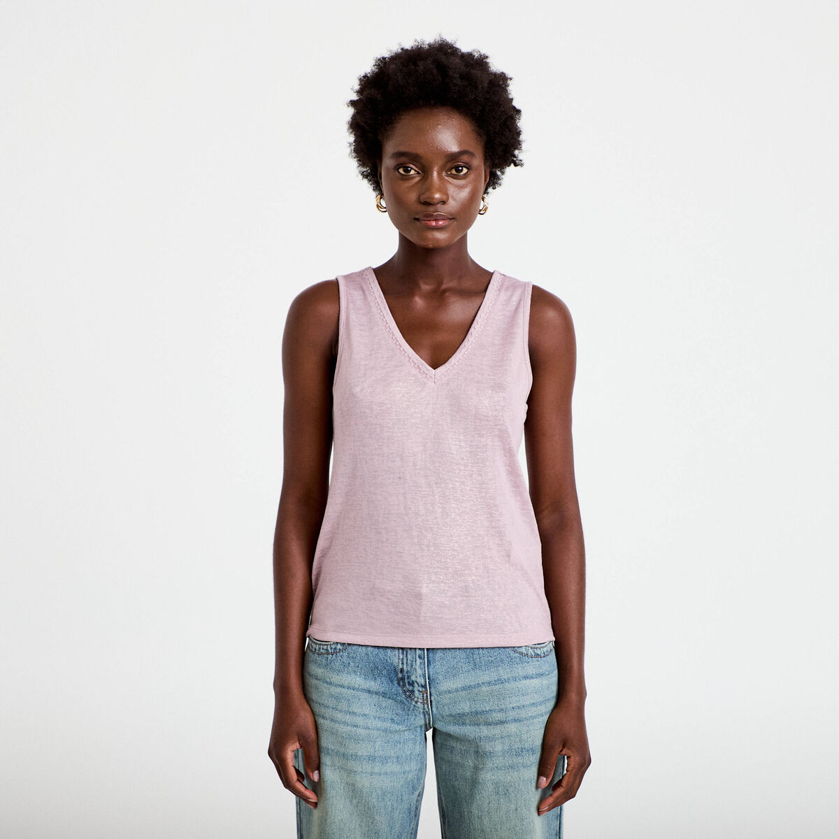 D&eacute;bardeur col v violet clair femme