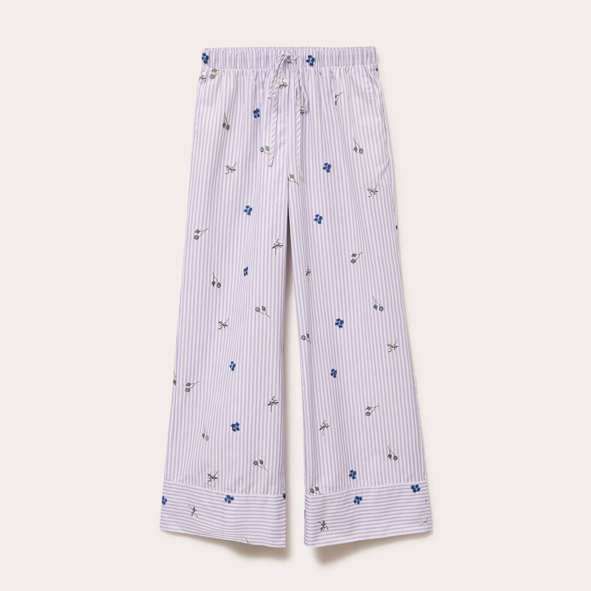 Pantalon large brod&eacute; Bridgerton violet clair femme