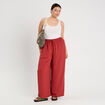 Pantalon large fluide vieux rose femme