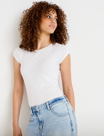 T-shirt manches courtes blanc femme