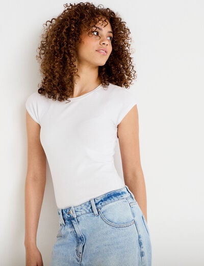 T-shirt manches courtes blanc femme