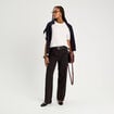 Pantalon large taille haute noir femme