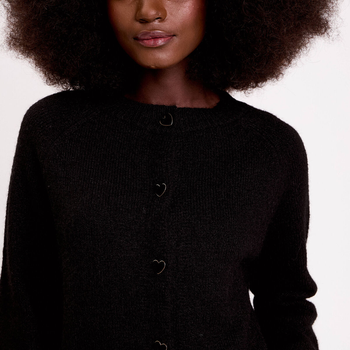 Gilet boutons coeur noir femme
