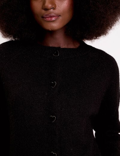 Gilet boutons coeur noir femme