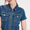 Combishort zipp&eacute;e en jean denim double stone femme