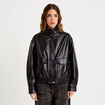 Veste effet boule en similicuir noir femme