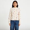 Chemise droite broderie manches longues ecru femme