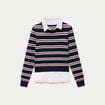 Pull 2-en-1 chemise bleu marine femme