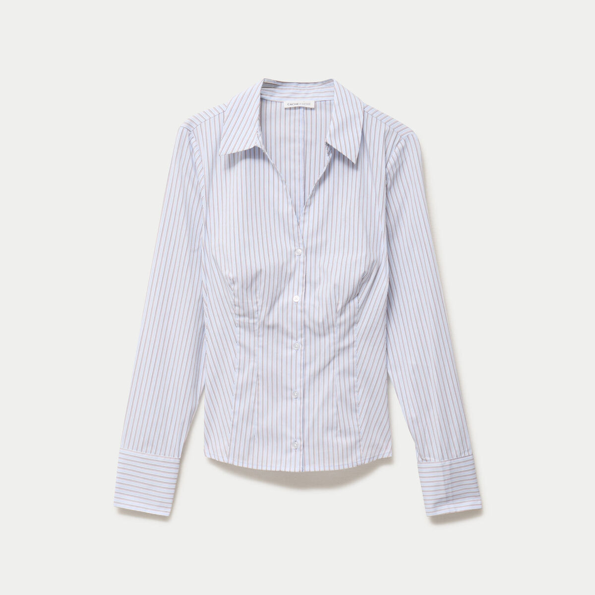 Chemise ajust&eacute;e manches longues bleu femme