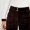 Pantalon bootcut taille haute velours marron fonc&eacute; femme