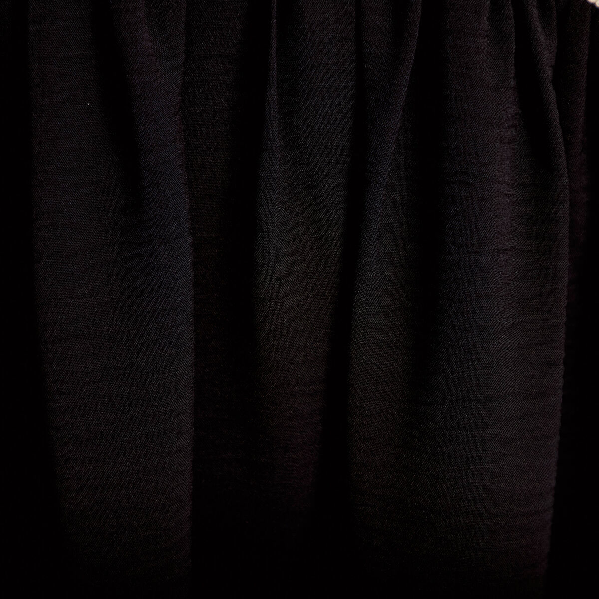 Robe droite courte col v manches 3/4 noir femme