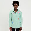 Chemise ray&eacute;e broderies fantaisie vert clair femme