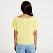 T-shirt col bateau manches courtes jaune citron femme