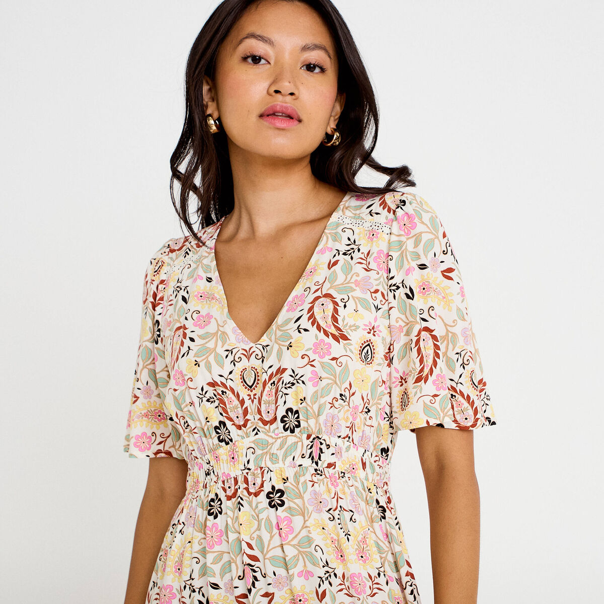 Robe &eacute;vas&eacute;e blanc femme