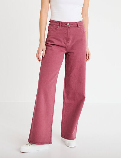 Jean wide leg taille haute vieux rose femme