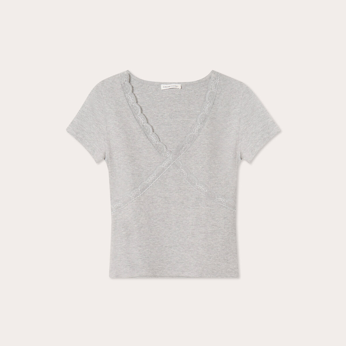 T -shirt manches courtes gris clair femme
