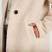 Manteau droit mi-long bouclettes beige femme