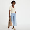 Jean wide leg cropped taille standard denim bleach femme