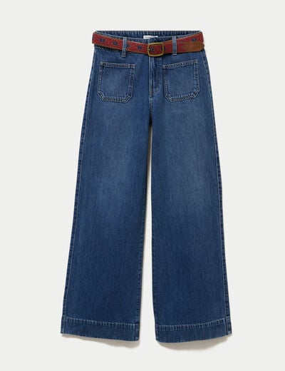 Jean bootcut ceinture amovible denim stone femme