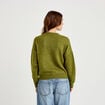 Pull col rond manches longues vert fonc&eacute; femme