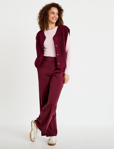 Gilet sans manches effet polaire bordeaux femme