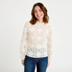 Blouse col montant en dentelle ecru femme