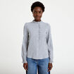 Chemise droite manches longues bleu fonc&eacute; femme