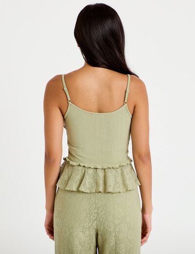 D&eacute;bardeur avec d&eacute;tail dentelle vert kaki femme