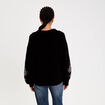 Pull brod&eacute; manches longues noir femme