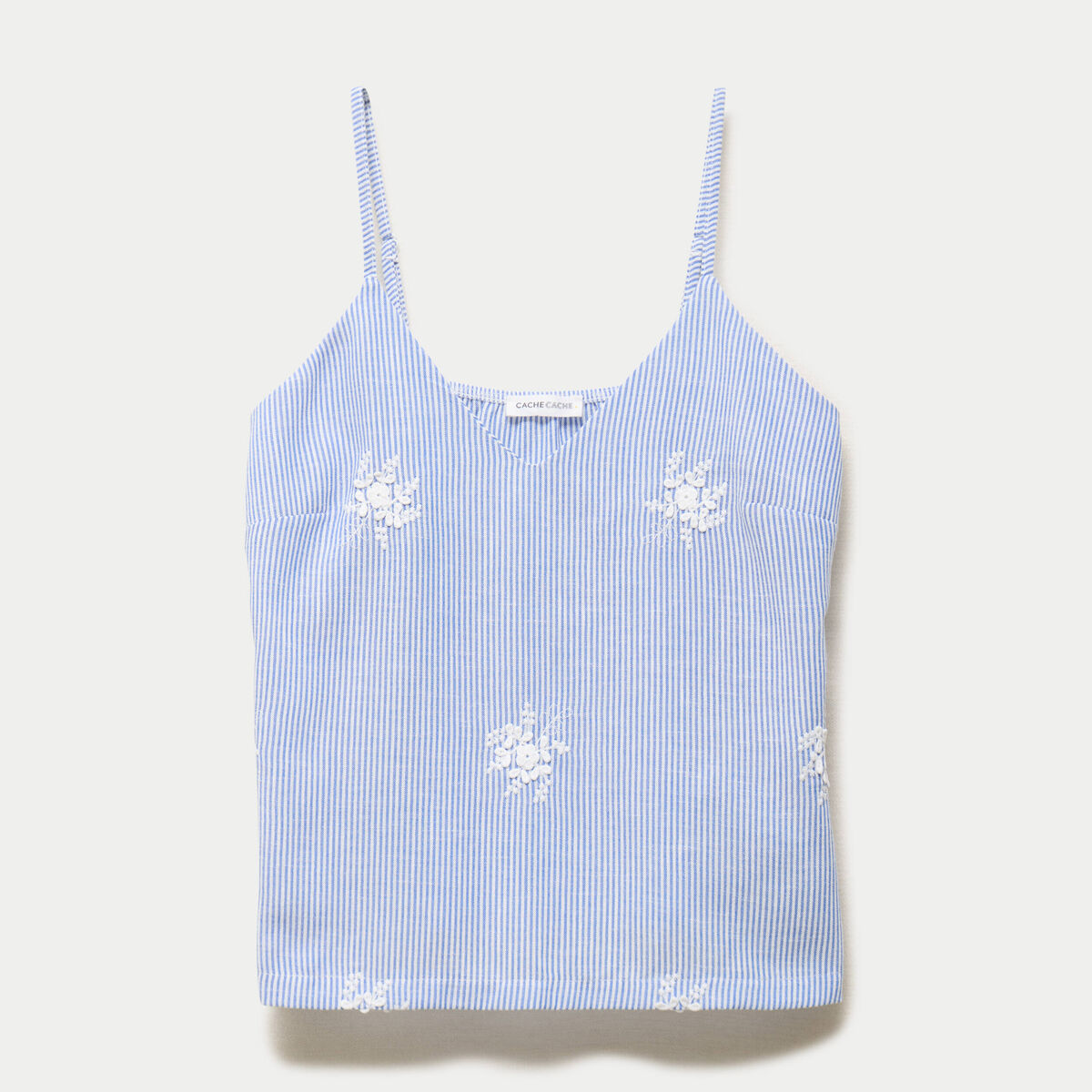 Top col v &agrave; fines bretelles blanc femme