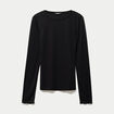 T-shirt ajust&eacute; col rond manches longues noir femme