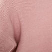 Gilet bouclette col rond manches longues rose poudr&eacute;e femme