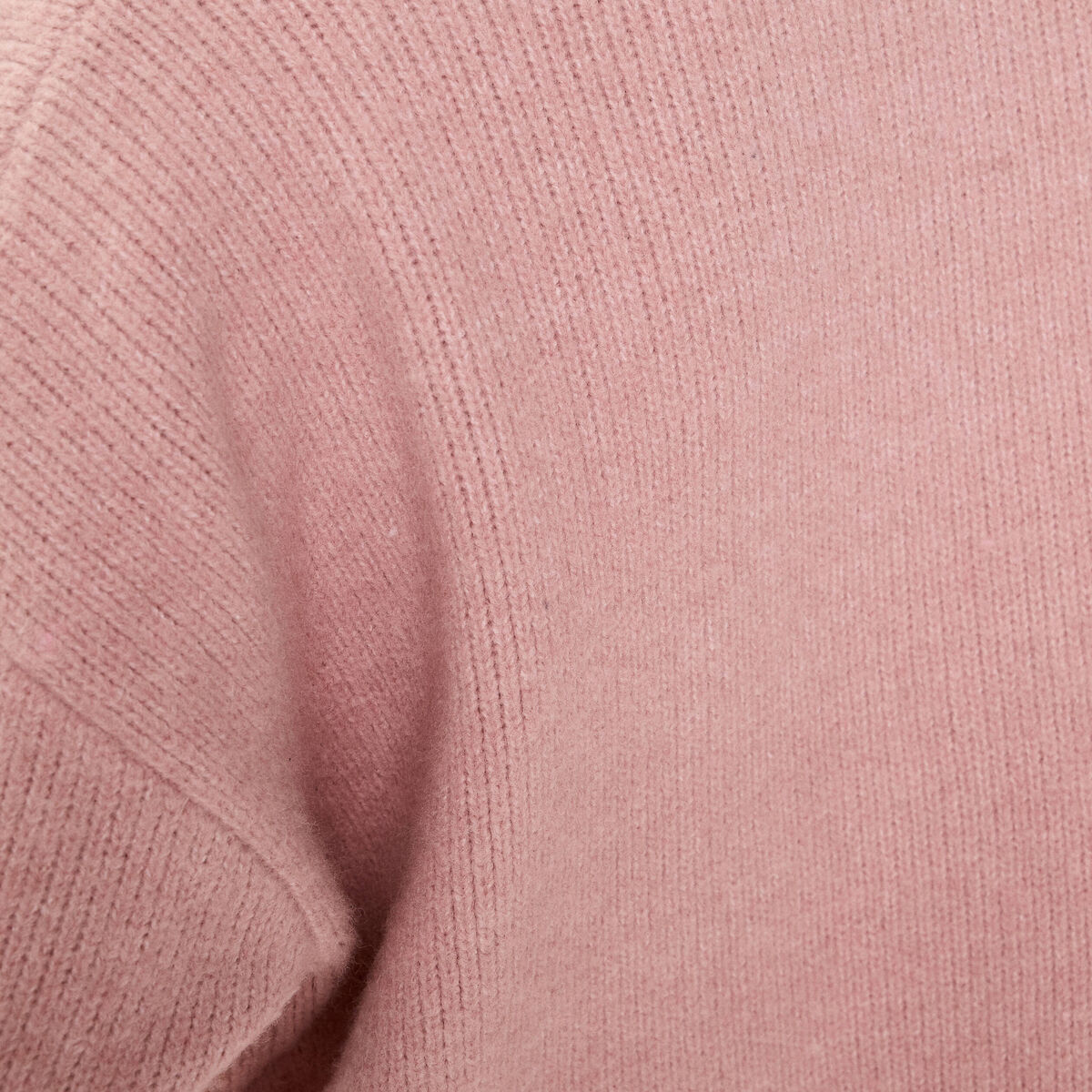 Gilet bouclette col rond manches longues rose poudr&eacute;e femme