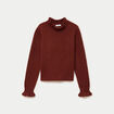 Pull ajust&eacute; col montant manches longues marron cognac femme