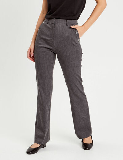 Pantalon flare pont gris fonc&eacute; femme