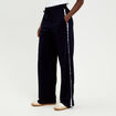 Pantalon large fluide d&eacute;tail dentelle bleu marine femme