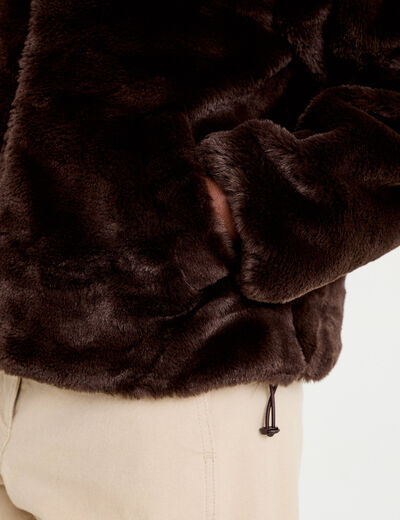 Parka r&eacute;versible &agrave; capuche marron fonc&eacute; femme