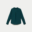 Blouse droite manches longues vert fonc&eacute; femme
