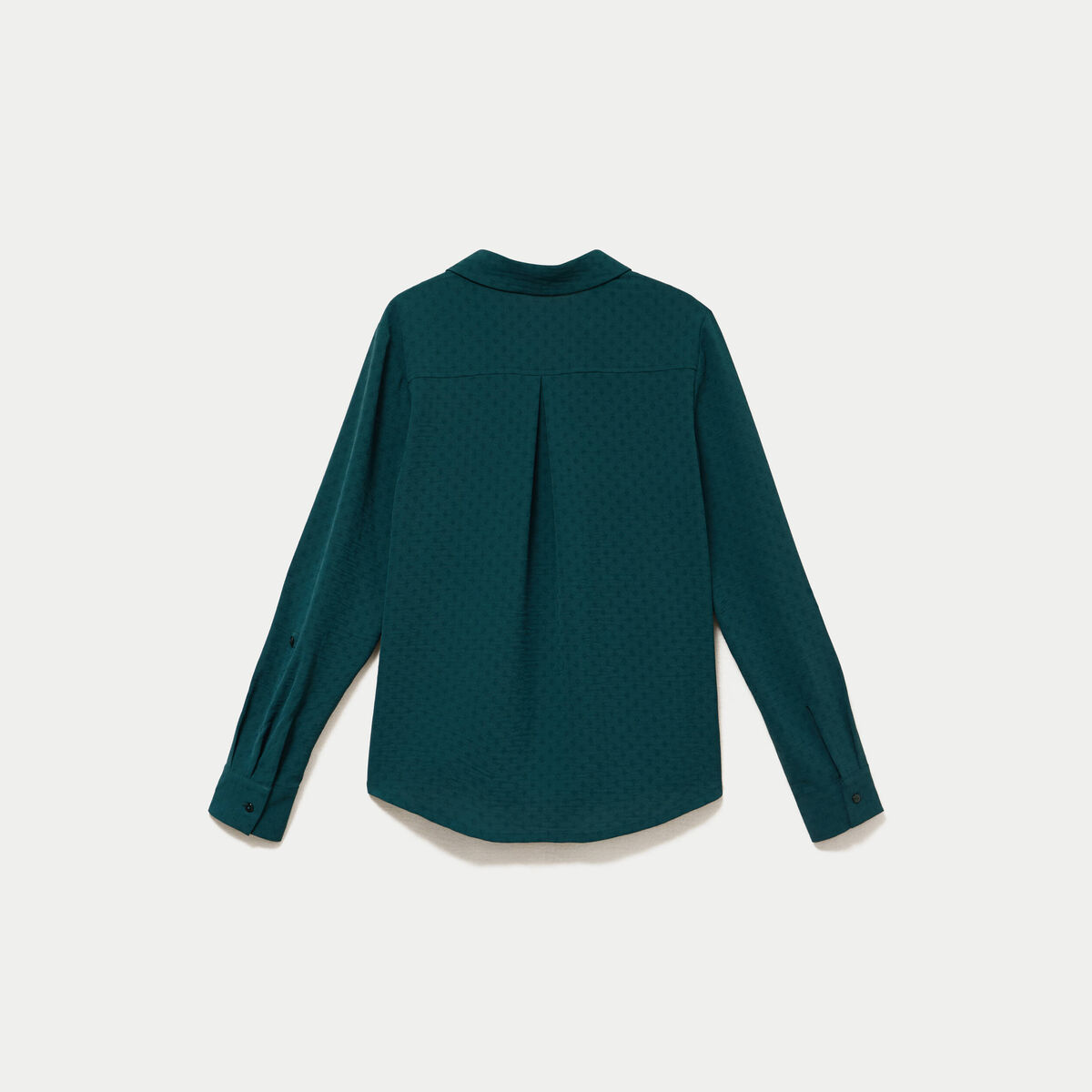 Blouse droite manches longues vert fonc&eacute; femme
