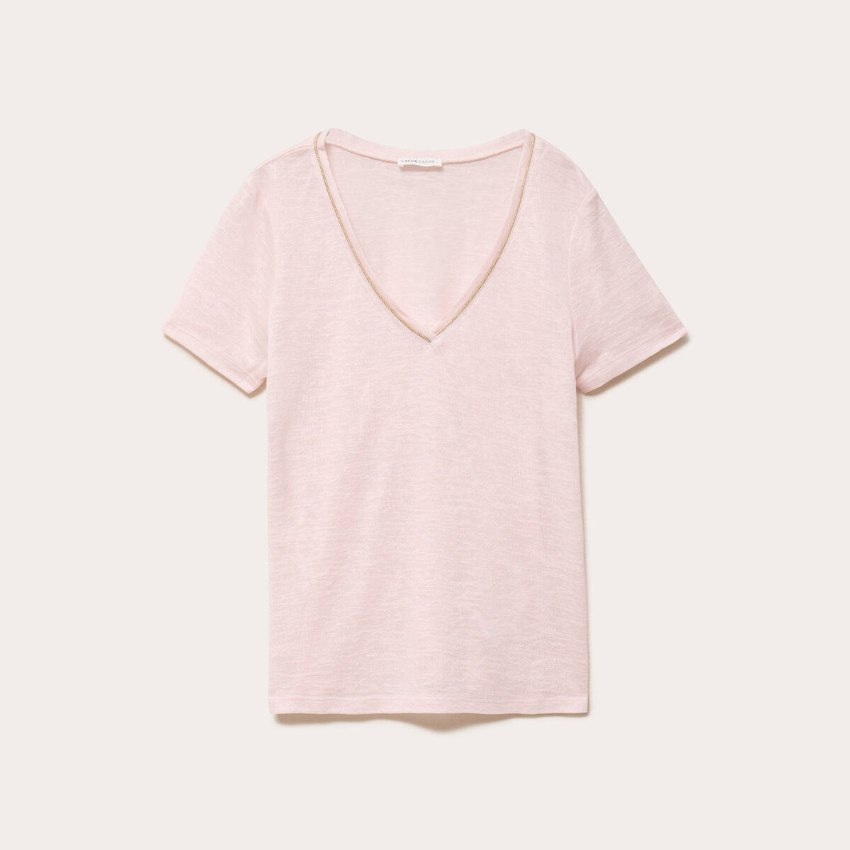 T-shirt manches courtes iris&eacute; rose clair femme
