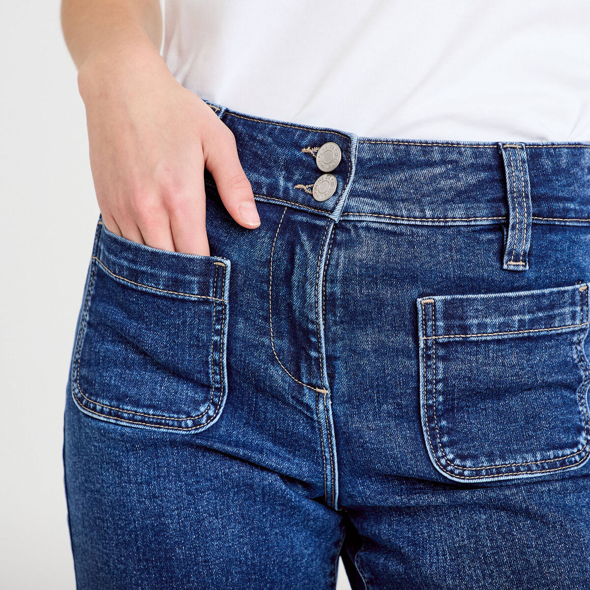 Jean bootcut taille haute denim stone femme