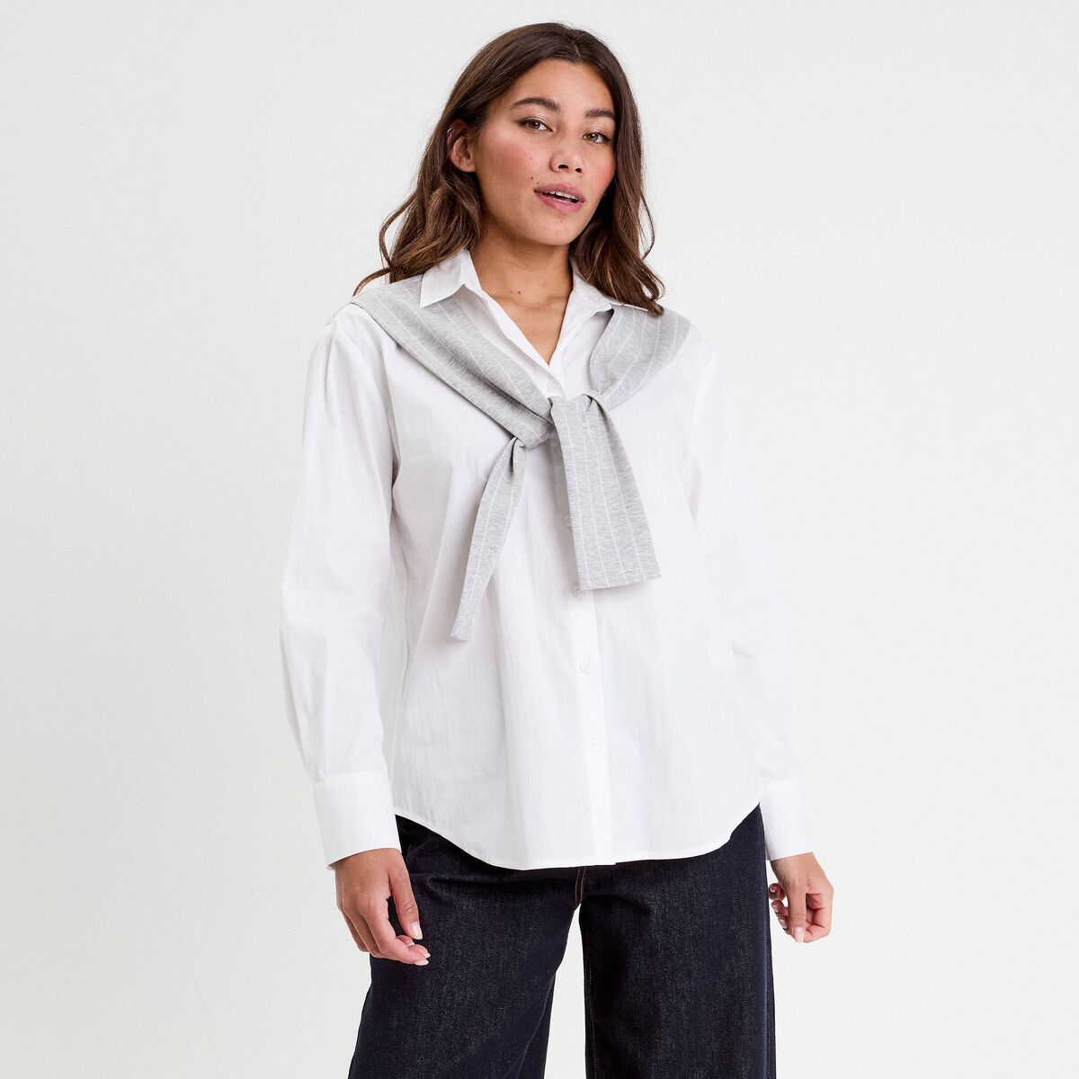 Chemise oversize manches longues blanc femme