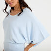 Pull ample manches courtes col rond bleu ciel femme