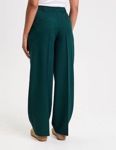Pantalon bootcut taille haute vert fonc&eacute; femme