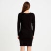 Robe pull ajust&eacute;e manches longues noir femme
